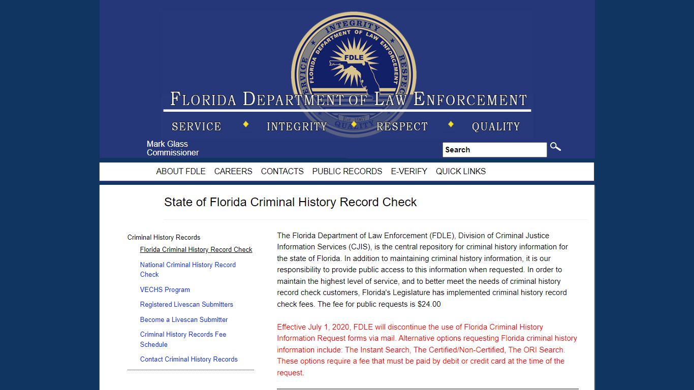 Florida Criminal History Record Check